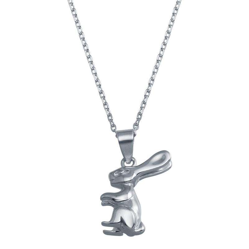 Rhodium Plated 925 Sterling Silver Rabbit Necklace - BGP01382 | Silver Palace Inc.