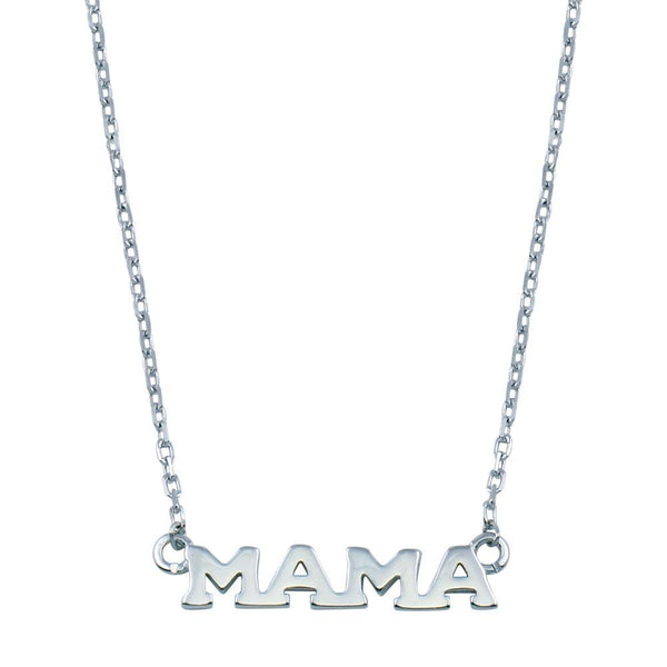 Rhodium Plated 925 Sterling Silver MAMA Necklace - BGP01397 | Silver Palace Inc.