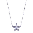 Rhodium Plated 925 Sterling Silver Clear CZ Star Necklace - BGP01410 | Silver Palace Inc.
