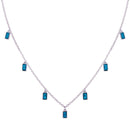 Rhodium Plated 925 Sterling Silver Turquoise Charms Necklace - BGP01422 | Silver Palace Inc.