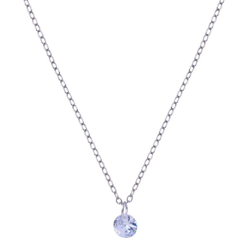 Rhodium Plated 925 Sterling Silver Diamond Cut Clear CZ Necklace - BGP01429 | Silver Palace Inc.