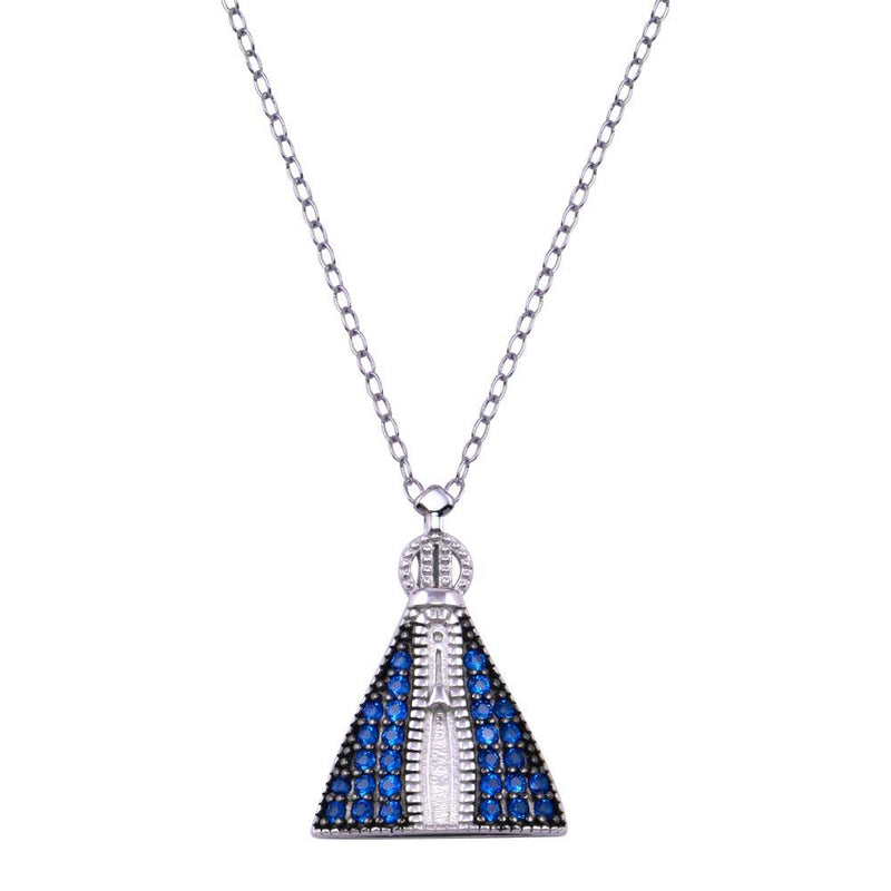 Rhodium Plated 925 Sterling Silver Our Lady of Aparecida CZ Necklace - BGP01431 | Silver Palace Inc.