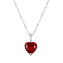 Rhodium Plated 925 Sterling Silver Red Heart CZ Necklace - BGP01440 | Silver Palace Inc.