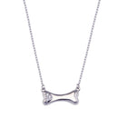 Rhodium Plated 925 Sterling Silver Dog Bone CZ Necklace - BGP01443 | Silver Palace Inc.
