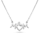 Rhodium Plated 925 Sterling Silver Mom Heart Clear CZ Pendant Necklace - BGP01460 | Silver Palace Inc.