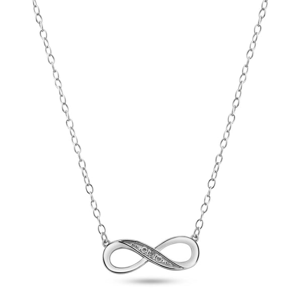 Rhodium Plated 925 Sterling Silver Infinity Design Diamond Necklaces - BGP01473 | Silver Palace Inc.