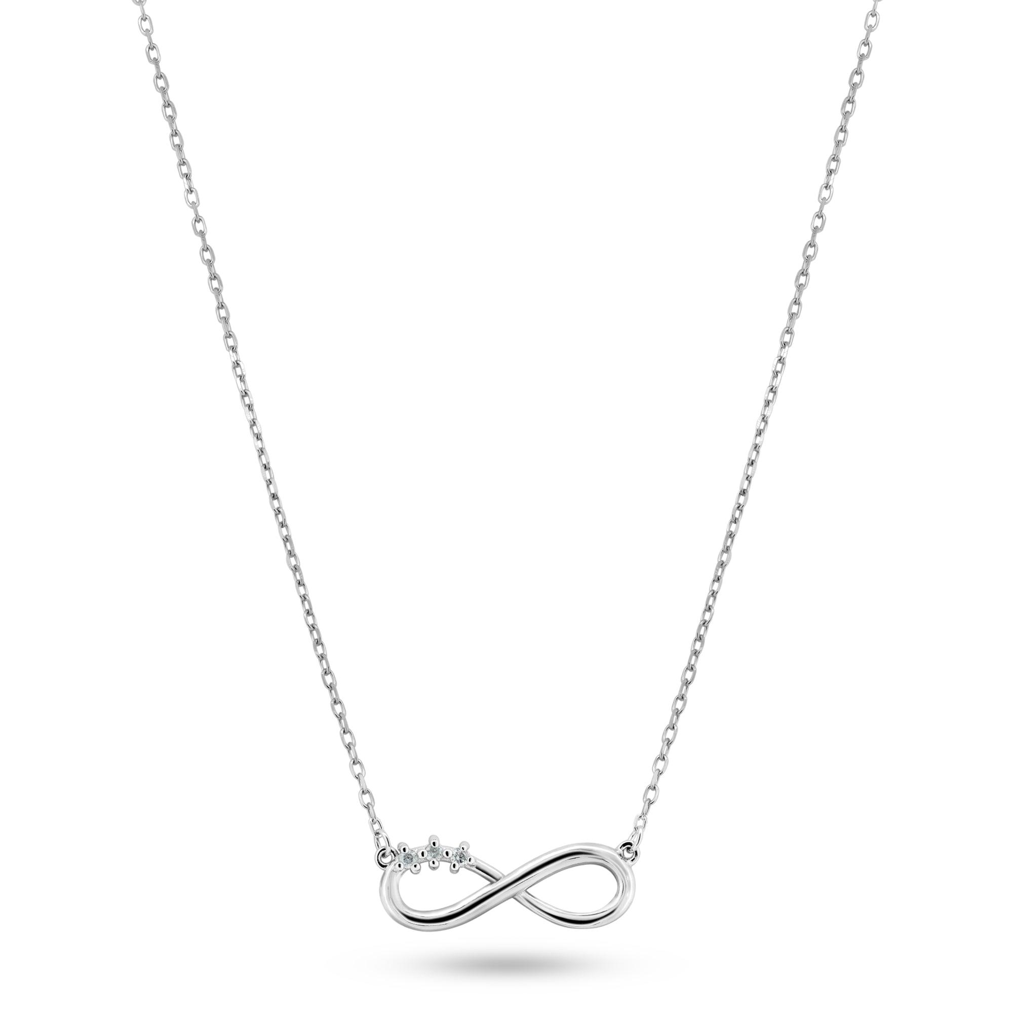 Rhodium Plated 925 Sterling Silver Infinity Design Diamond Necklaces - BGP01474 | Silver Palace Inc.