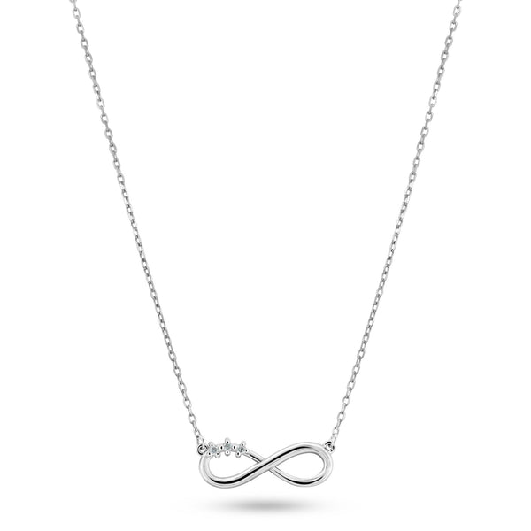 Rhodium Plated 925 Sterling Silver Infinity Design Diamond Necklaces - BGP01474 | Silver Palace Inc.