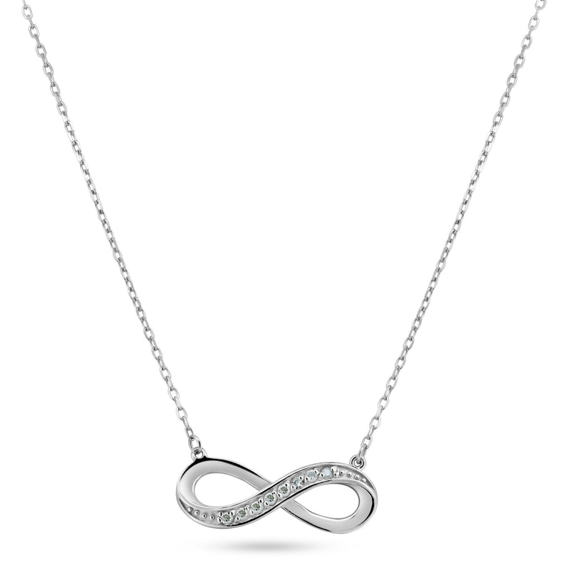 Rhodium Plated 925 Sterling Silver Infinity Design Diamond Necklaces - BGP01475 | Silver Palace Inc.