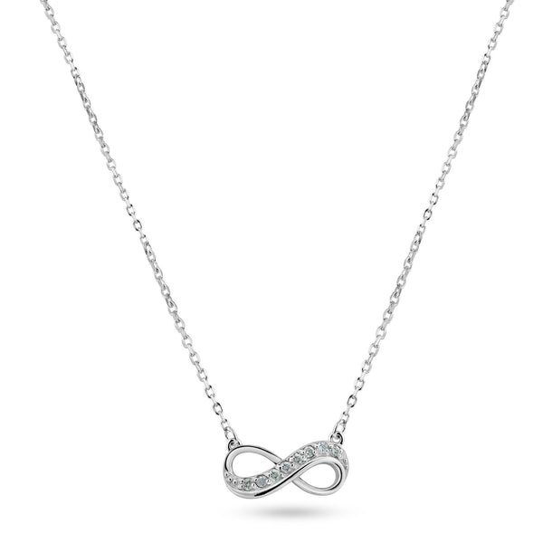 Rhodium Plated 925 Sterling Silver Infinity Design Diamond Necklaces - BGP01476 | Silver Palace Inc.