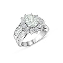 Closeout-Silver 925 Rhodium Plated Clear Baguette Pear Shape Center CZ Bridal Ring - BGR00008 | Silver Palace Inc.