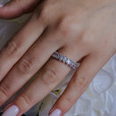 Anillo nupcial de eternidad en plata de ley 925 rodiada con circonitas cúbicas transparentes de talla marquesa - BGR00096