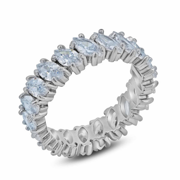 Silver 925 Rhodium Plated Clear Marquise CZ Eternity Bridal Ring - BGR00096 | Silver Palace Inc.