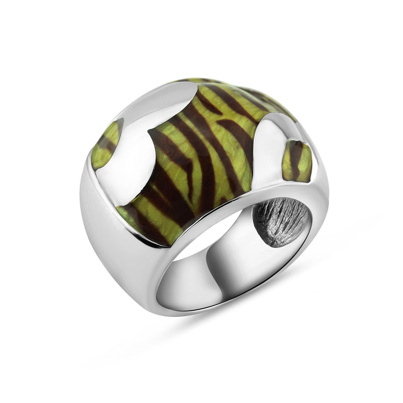 Closeout-Silver 925 Rhodium Plated Tiger Stripes Ring - BGR00152 | Silver Palace Inc.