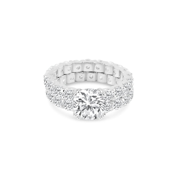 Rhodium Plated 925 Sterling Silver Clear Square Center CZ Bridal Ring Set - BGR00212 | Silver Palace Inc.