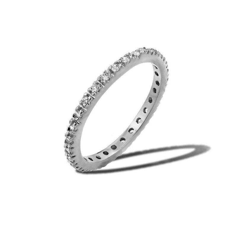 Silver 925 Rhodium Plated Plated Birthstone Inlay Eternity Ring April - BGR00339APR | Silver Palace Inc.