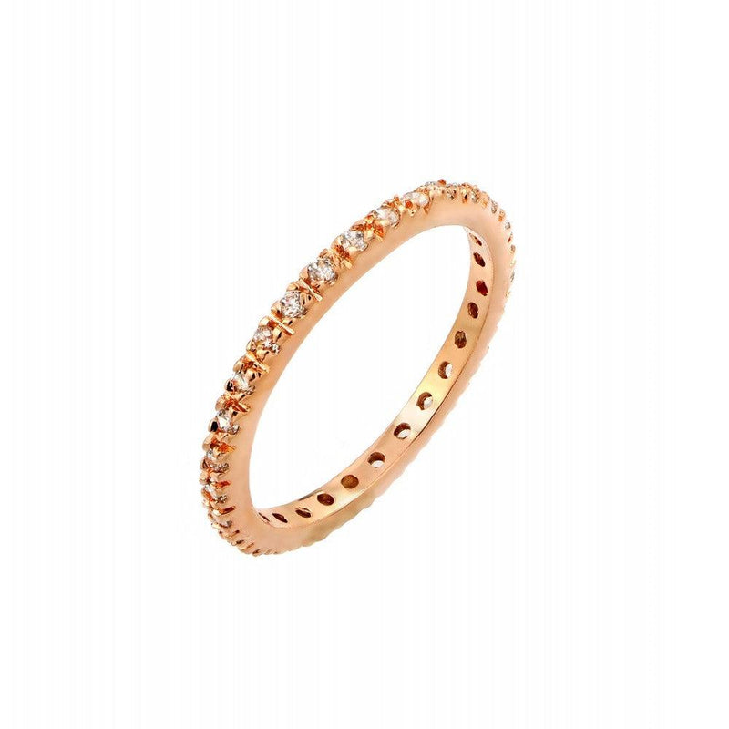 Silver 925 Rose Gold Plated Plated Clear CZ Inlay Eternity Ring - BGR00339RGP | Silver Palace Inc.