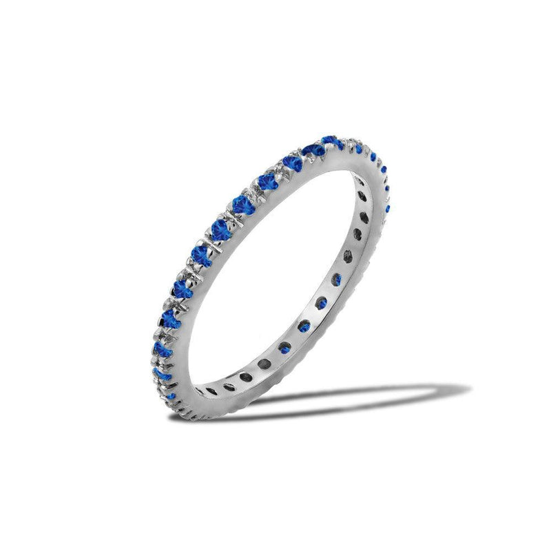 Silver 925 Rhodium Plated Plated Birthstone Inlay Eternity Ring September - BGR00339SEP | Silver Palace Inc.