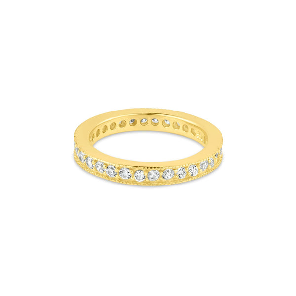 Silver 925 Gold Plated Clear CZ Stackable Eternity Ring - BGR00375 | Silver Palace Inc.