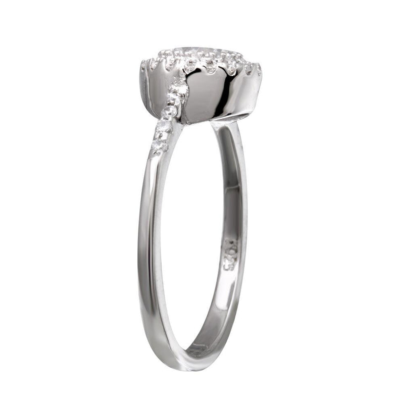 Silver 925 Rhodium Plated Clear Cluster CZ Bridal Ring - BGR00401