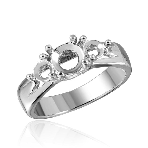 Silver 925 Rhodium Plated 3 Stones Mounting Ring - BGR00481 | Silver Palace Inc.