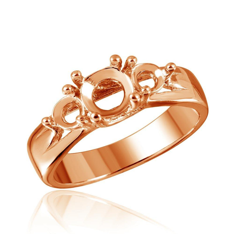 Rose Gold Plated 925 Sterling Silver 3 Stones Mounting Ring - BGR00481RGP
