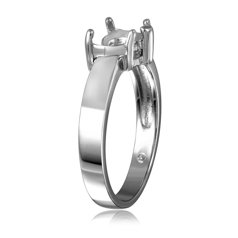 Anillo de montaje en forma de corazón chapado en rodio de plata 925 - BGR00482