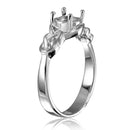 Anillo de montaje de piedra única con vástago de nudo chapado en rodio de plata 925 - BGR00488