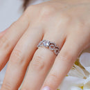 Conjunto de anillo de compromiso nupcial de círculo múltiple abierto con circonita transparente chapada en rodio de plata 925 - BGR00591