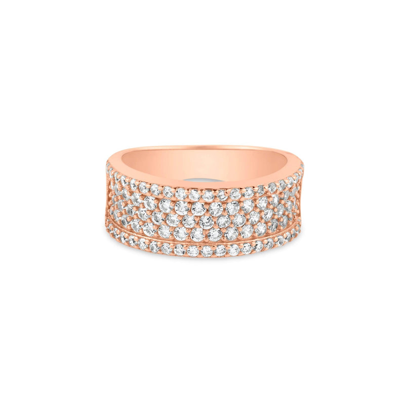 Silver 925 Rose Gold Plated Micro Pave CZ Ring - BGR00608
