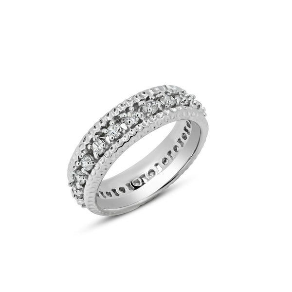 Silver 925 Rhodium Plated Channel Set Clear CZ Eternity Ring - BGR00723 | Silver Palace Inc.