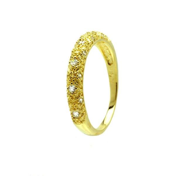 Silver 925 Gold Plated Clear CZ Gilded Ring - BGR00725 | Silver Palace Inc.