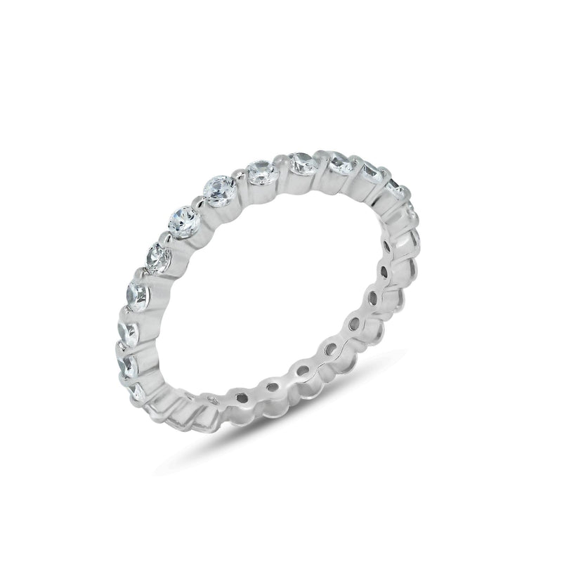 Silver 925 Rhodium Plated Clear CZ Stackable Eternity Ring - BGR00726 | Silver Palace Inc.