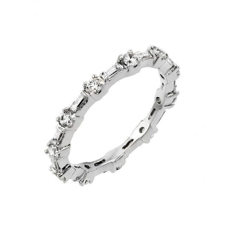 Silver 925 Rhodium Plated Clear CZ Stackable Eternity Ring - BGR00762 | Silver Palace Inc.