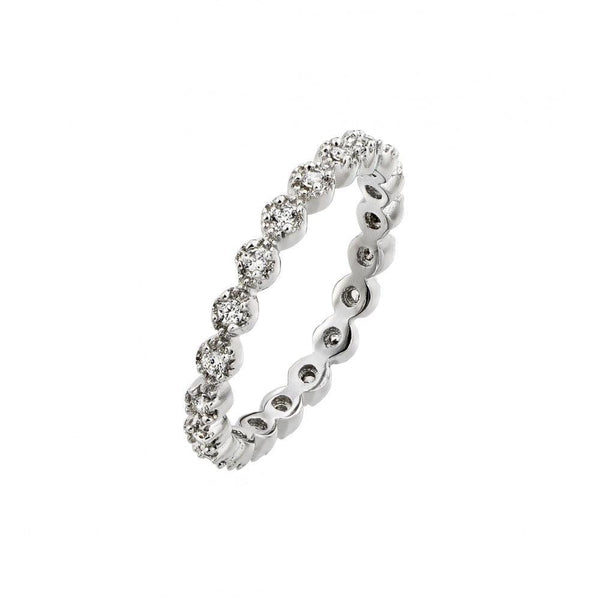 Silver 925 Rhodium Plated Clear CZ Stackable Eternity Ring - BGR00767 | Silver Palace Inc.