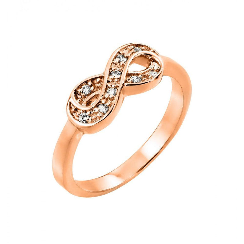 Silver 925 Rose Gold Plated Clear CZ Mini Infinity Ring - BGR00769RGP | Silver Palace Inc.