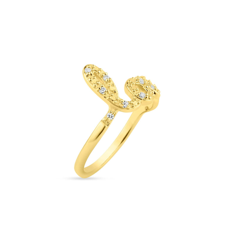 Silver 925 Gold Plated Clear CZ Love Ring - BGR00787GP