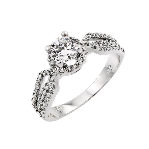 Silver 925 Rhodium Plated Clear CZ Bridal Engagement Ring - BGR00793 | Silver Palace Inc.