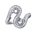 Anillo de montaje de circonita ondulada chapada en rodio de plata 925 - BGR00812