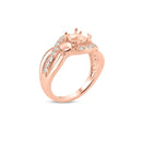 Anillo de plata de ley 925 bañado en oro rosa con tres piedras de engaste y cuerpo cónico - BGR00813RGP
