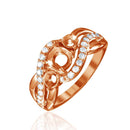 Anillo de plata de ley 925 bañado en oro rosa con tres piedras de engaste y cuerpo cónico - BGR00813RGP