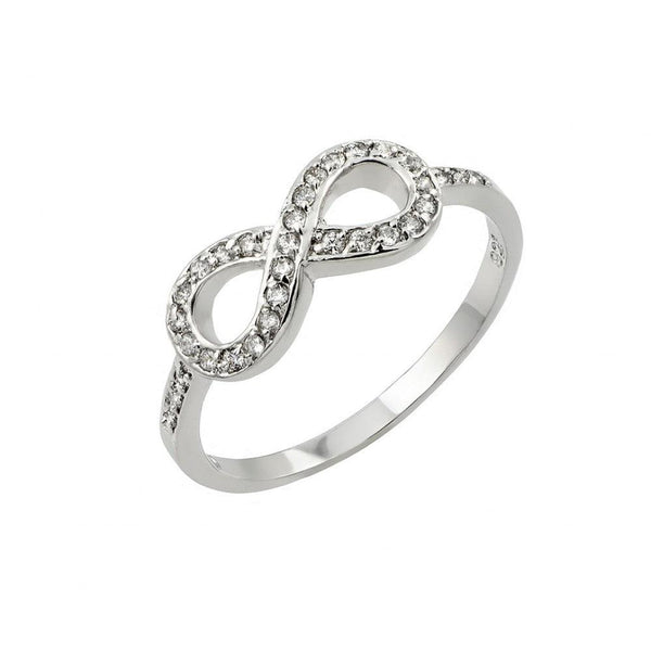 Silver 925 Rhodium Plated Clear CZ Infinity Ring - BGR00827 | Silver Palace Inc.