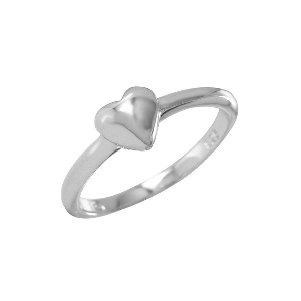 Silver 925 Rhodium Plated Heart Plain Ring - BGR00835 | Silver Palace Inc.