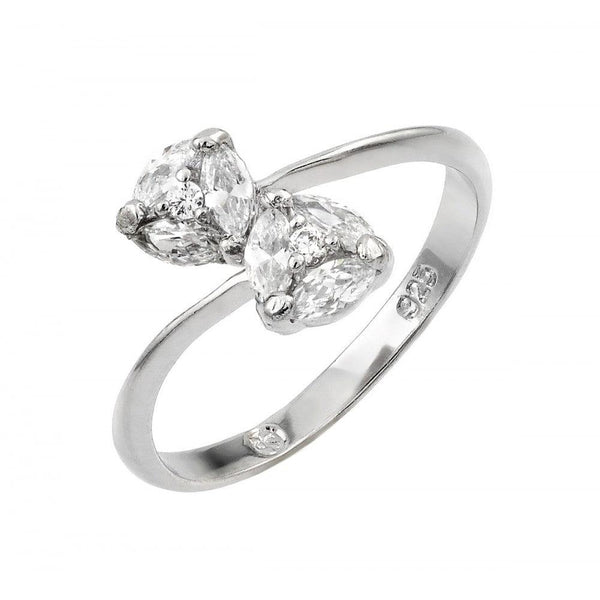 Silver 925 Rhodium Plated Twin CZ Ring - BGR00863 | Silver Palace Inc.
