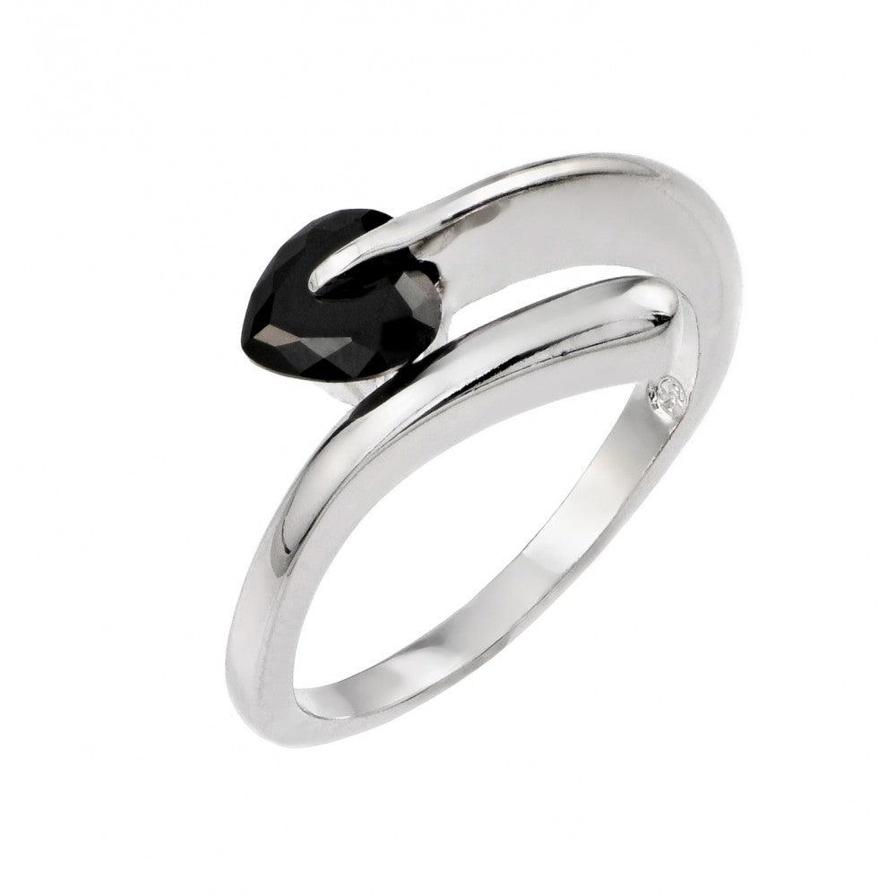 Silver 925 Rhodium Plated Black CZ Ring - BGR00864 | Silver Palace Inc.