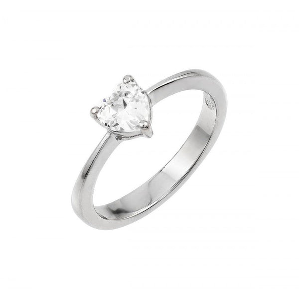 Silver 925 Rhodium Plated Clear CZ  Solitaire Ring - BGR00871 | Silver Palace Inc.