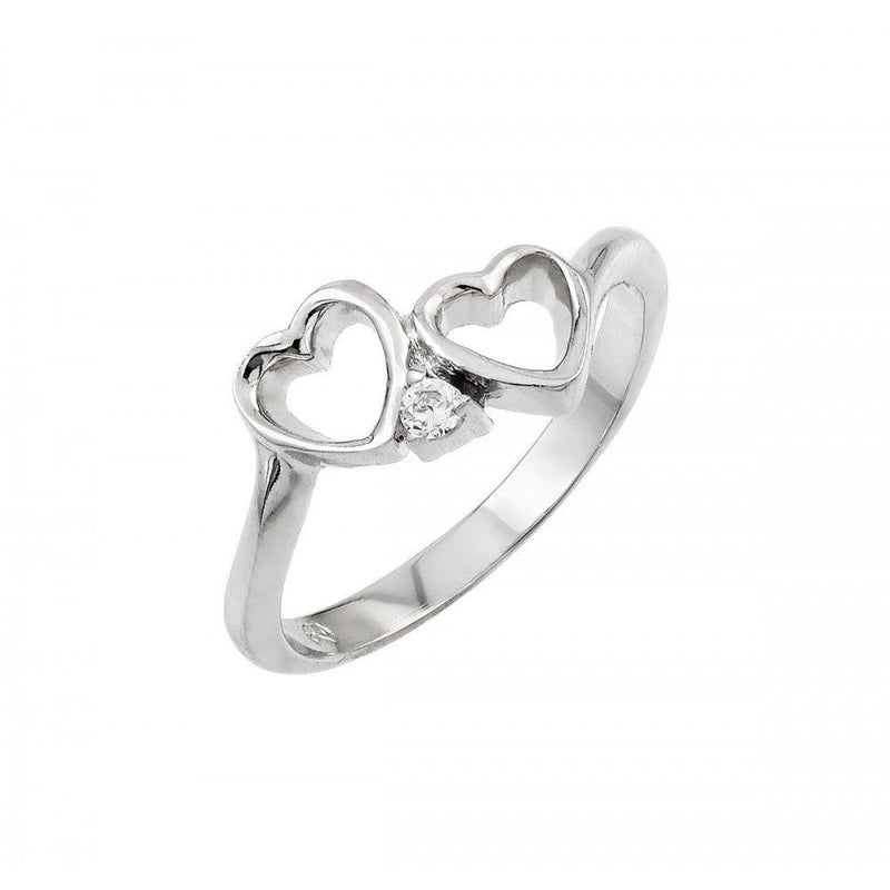 Silver 925 Rhodium Plated Clear CZ Open Heart Ring - BGR00877 | Silver Palace Inc.