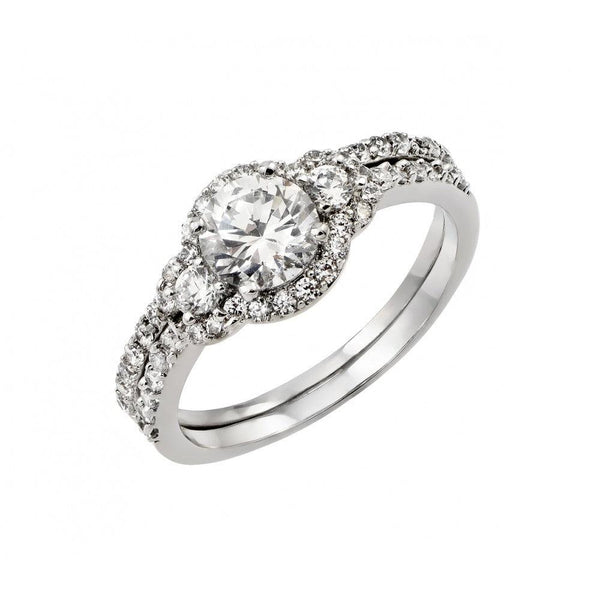Silver 925 Rhodium Plated Past Present Future Cluster Ring - BGR00896 | Silver Palace Inc.