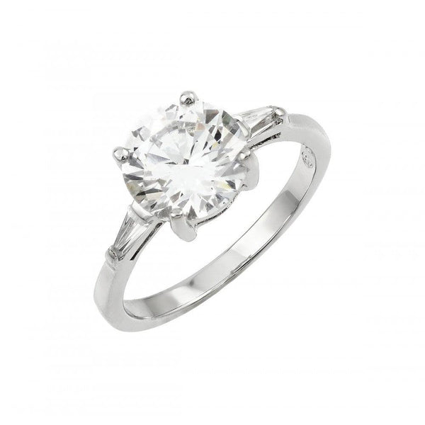 Silver 925 Rhodium Plated Clear CZ Solitaire Ring - BGR00901 | Silver Palace Inc.