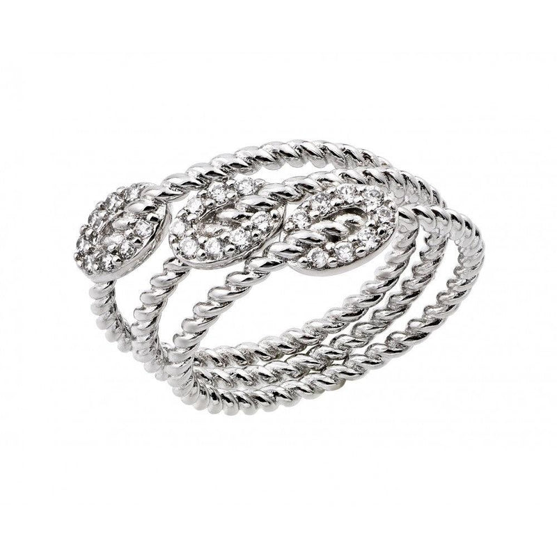 Silver 925 Rhodium Plated Rope Oval Ring - BGR00919 | Silver Palace Inc.